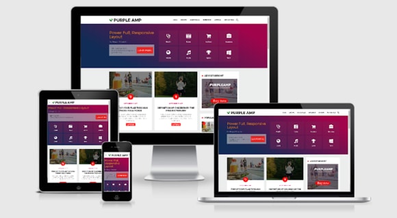 Purple AMP HTML Responsive Blogger Template Premium FREE