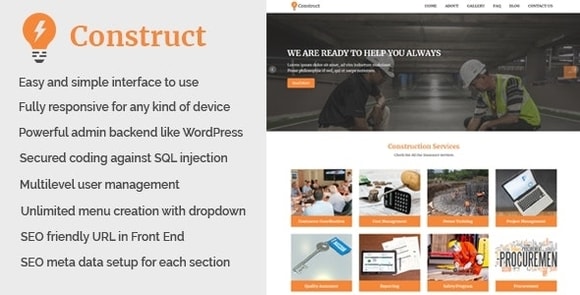 Construct v1.2 - Building and Construction Website CMS Nulled Free